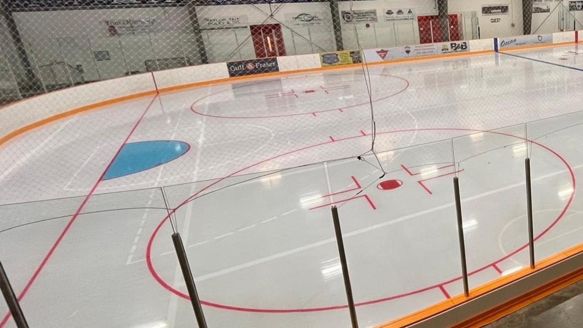 Ice in the North Area rink at Mission Leisure Centre
