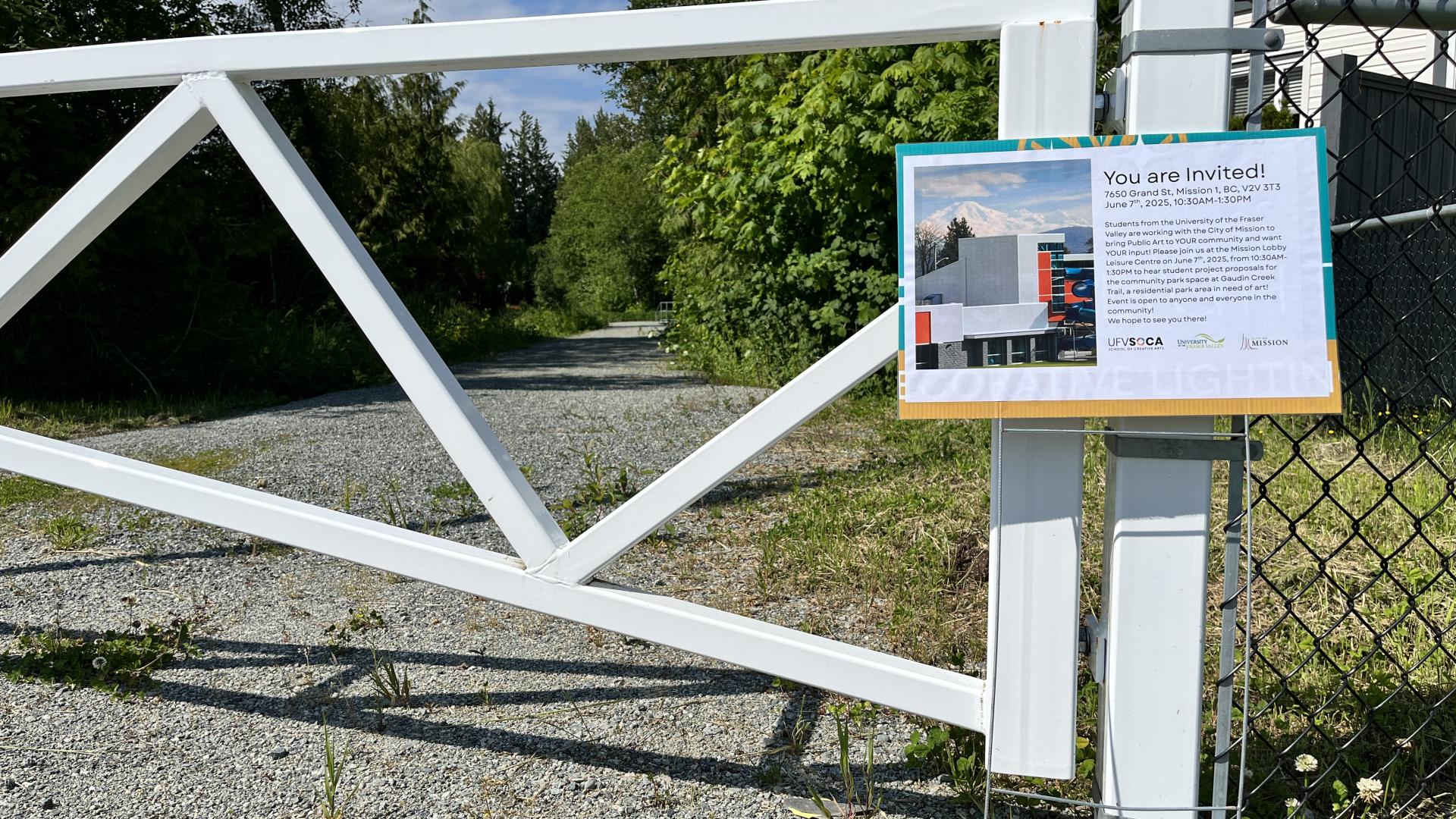 Lawn sign notifying of a public engagement