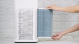 Person holding air filter