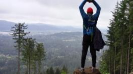 Person at the top of a hike