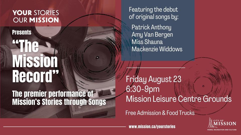 Invitation to attend Mission Record Event August 23, 6:30-9pm, MLC