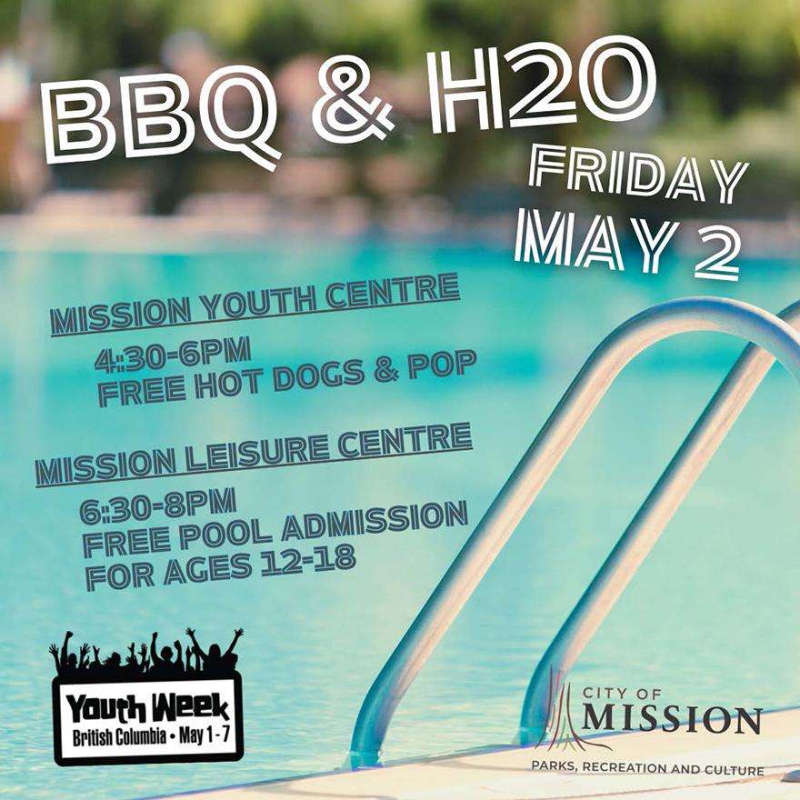 Railings to enter into filled pool event poster with date and time info