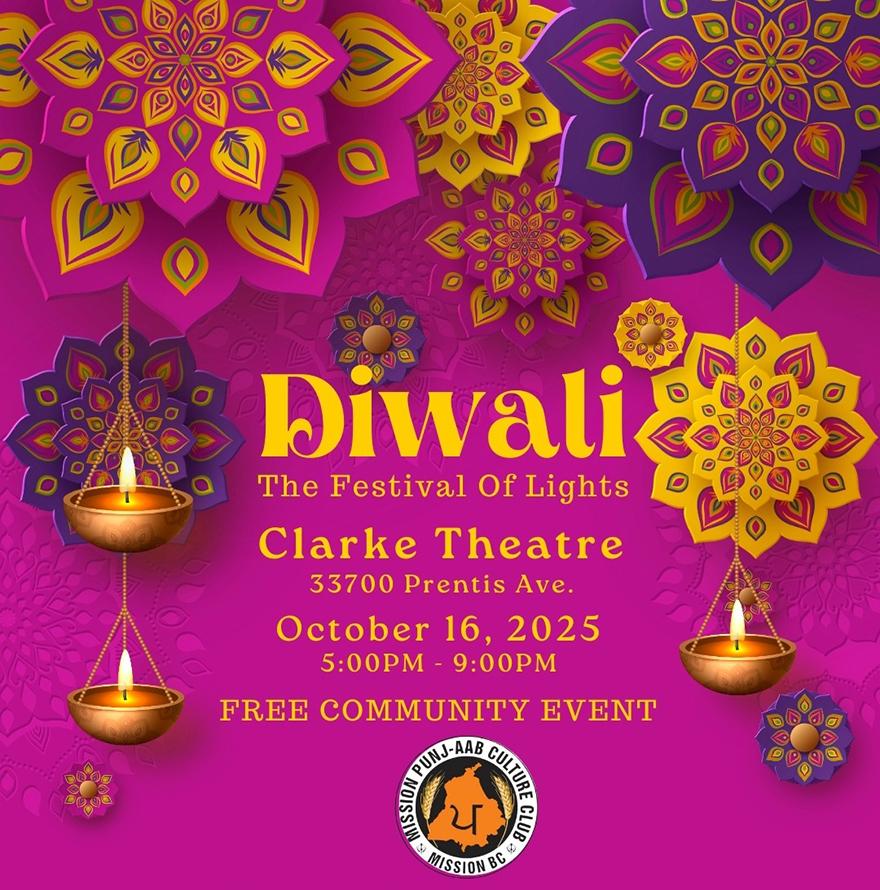 Diwali candles set against vivid background advertising the events details