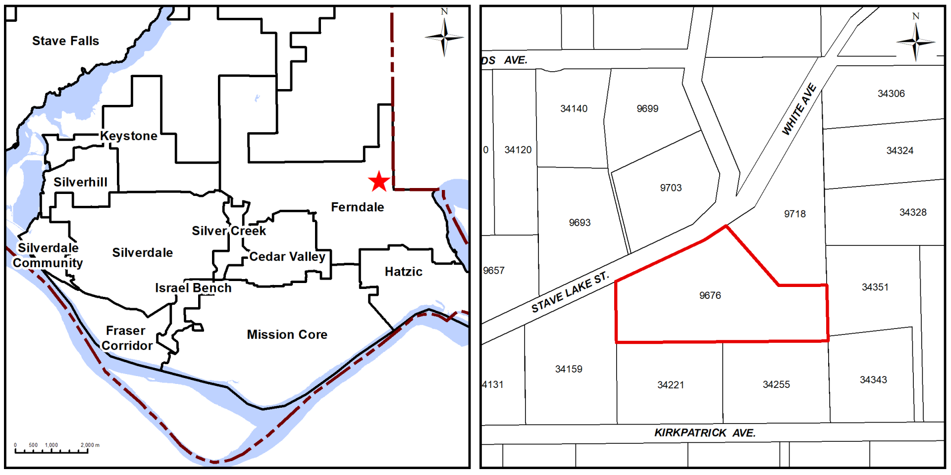 A map of 9676 Stave Lake Street